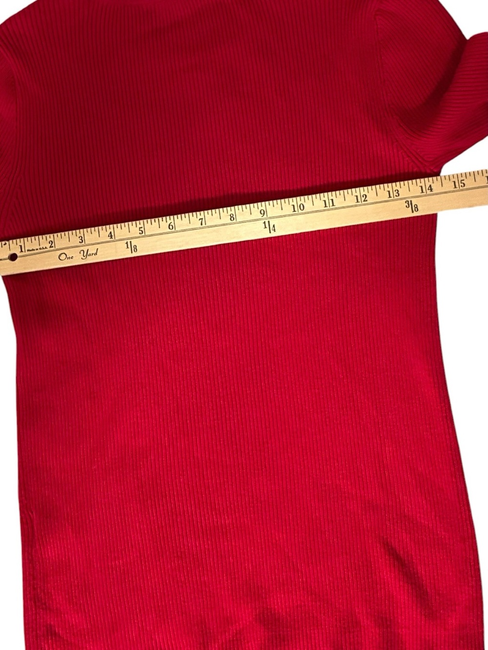 Vince Camuto Red Ribbed Knit Mock Neck Tulle Ruffle Sleeve Sweater NWT Size : S - Picture 6 of 11